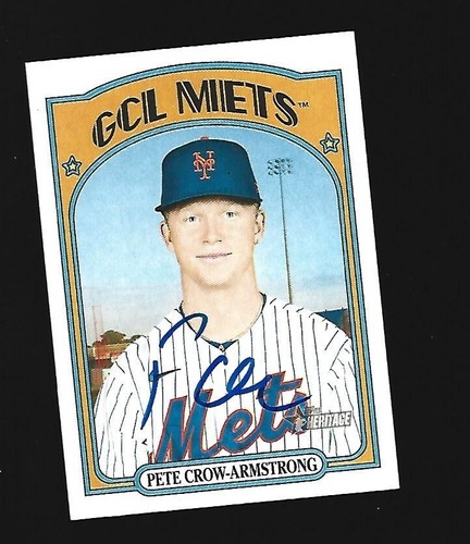 CHICAGO CUBS PETE CROW-ARMSTRONG SIGNED 2021 TOPPS HERITAGE MINORS ROOKIE CARD