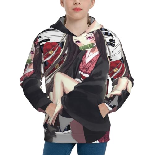 Demon Slayer Nezuko Anime Girls Hoodies 3D Casual Pullover Sweatshirts 7-20 Year - Picture 21 of 34