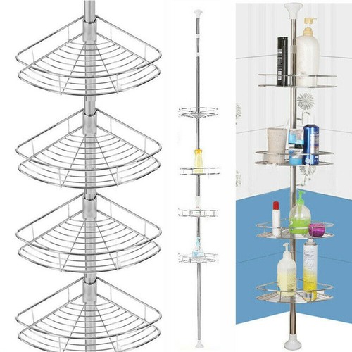 Teleskop Eckregal Edelstahl Rostfrei Duschregal Teleskopregal mit 4 Ablagen NEU - Bild 1 von 10