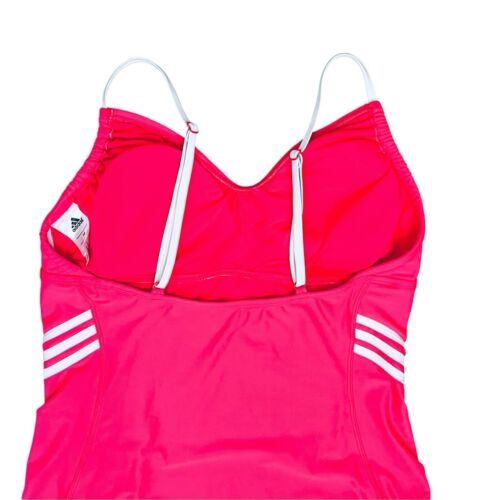 Adidas Swimsuit One Piece Hot Pink/Orange 3/Stripes Adjustable Sz 16 - Picture 5 of 11