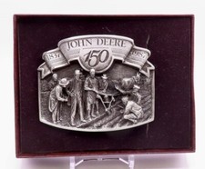 JOHN DEERE Belt Buckle John Demonstrates His Self Scouring Plow Silver Plated