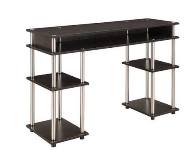 Espresso Modern Computer Desk Writing Openframe Shelf Shelves Storage Home Table