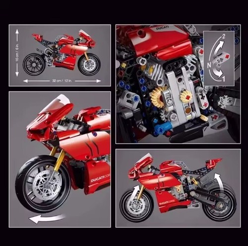 MOC Replica Red Ducati Sports Bike Motorcycle 42107 Building Bricks (NOT LEGO) - Picture 3 of 11