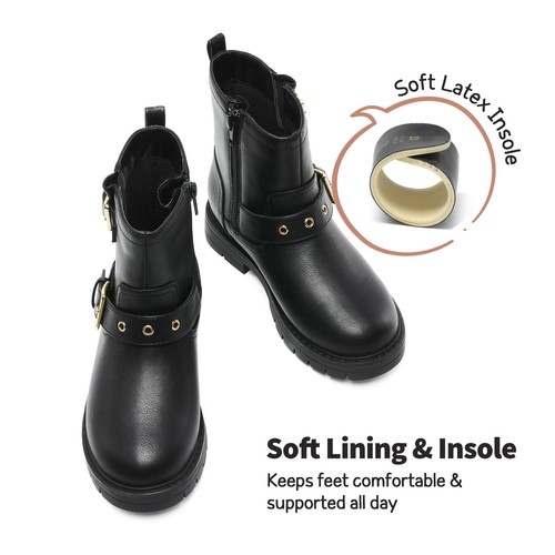 Kids Girls Fashion Ankle Boots Waterproof Side Zipper Riding Boots - Picture 6 of 9