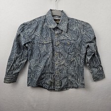 Wrangler Shirt Child  s Size Small Blue White Paisley Pearl Snap