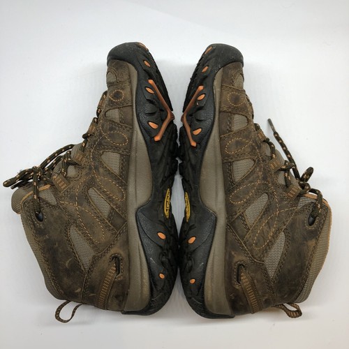 Keen Mens Voyager Vented Hiking Shoes Boots Brown Leather With Orange Size 5US - Picture 8 of 10