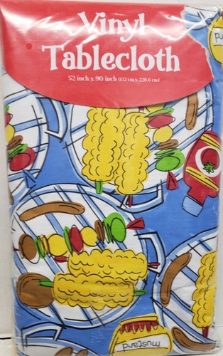 Mantel trasero de franela de vinilo, 52"x90" oblongo, barbacoa de verano, artículos de picnic y comida, DG - Imagen 10 de 13
