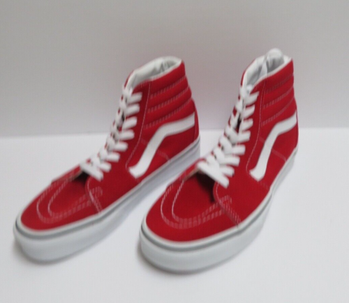 Vans Sk8-Hi Lace Up Shoe Suede/Canvas M-4.5 W-6.0 Racing Red/True White NWOB - Picture 1 of 7