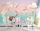 3D Pink Fling Flamingo G2629 Wallpaper Wall Murals Removable Self-adhesive Honey