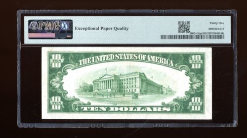 DBR 1928-B $10 LGS FRN Chicago Fr. 2002-Glgs PMG 35 EPQ Serial G44088336A - Picture 2 of 2