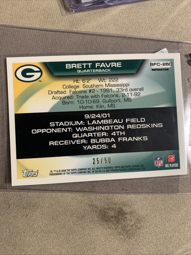 Blue Refractor Flight To 420 Brett Favre Packers #25/50 SP Bfc-260 - Picture 2 of 2