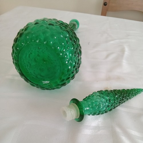 Vintage Green Empoli Italian Glass Genie Bottle 22" Mid Century - Picture 4 of 4