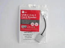 SIIG USB-C 2-in-1 Card Reader For SD & Micro SD-Silver .Free Shipping