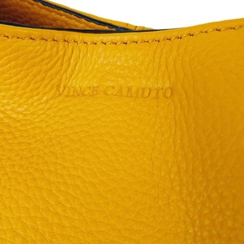 Vince Camuto Rhys Yellow Hobo Pebbled Leather Shoulder Bag Tote Purse - Picture 7 of 15
