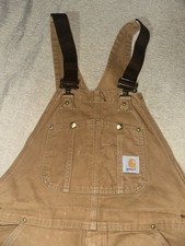 Carhartt Bib Overalls Carpenter UnlinedDouble Knee Duck Canvas 36x31 USA