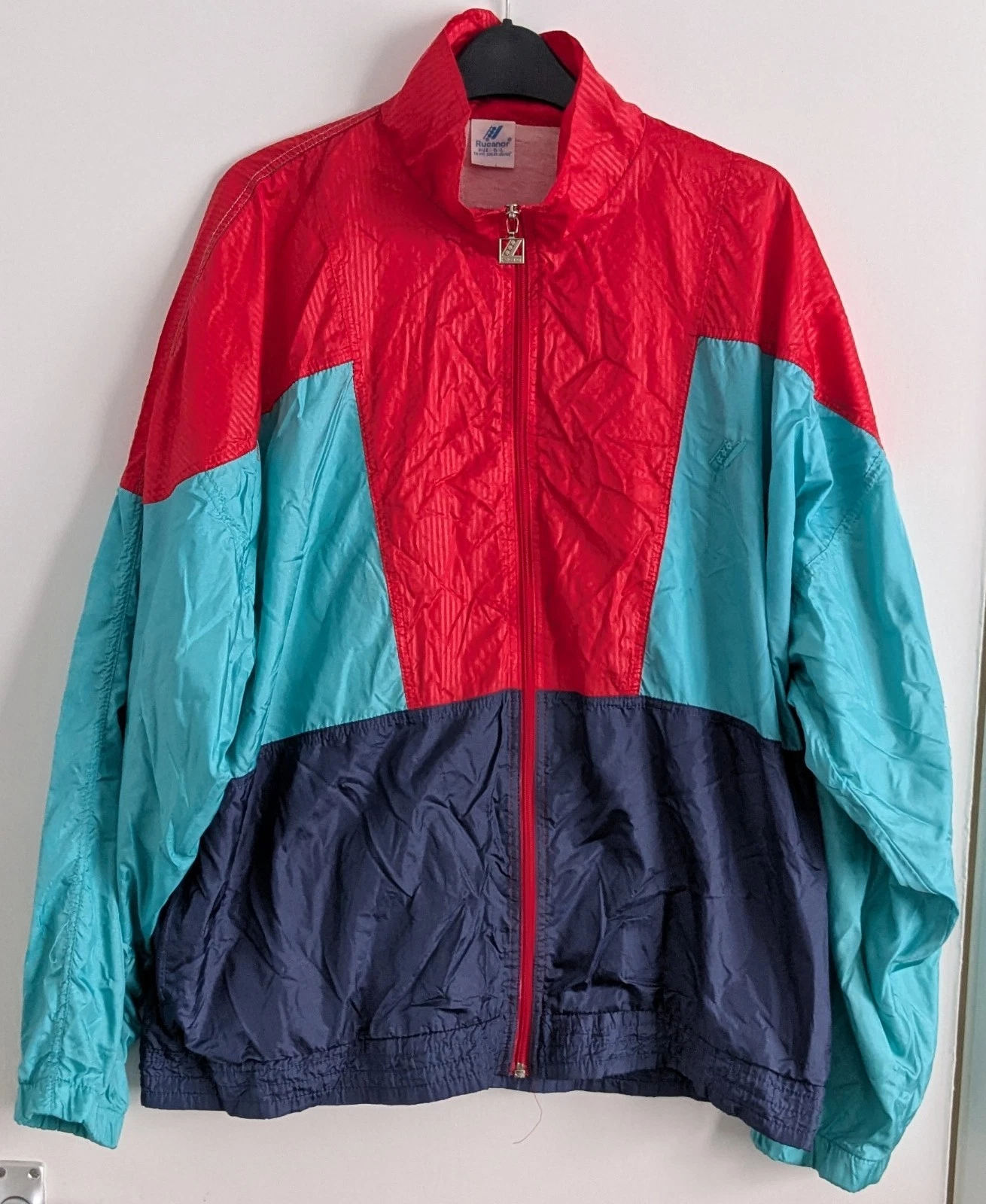 L Vintage 80's/90's Rucanor Red & Blue Shell Suit Jacket