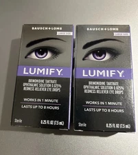 BAUSCH+LOMB LUMIFY 2 BOXES .25-OZ REDNESS RELIEVER STERILE EYE DROPS EXP 12/2026