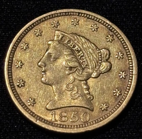 1850 $2.50 Liberty Head Quarter Eagle Gold Coin - High Grade - Sharp Details