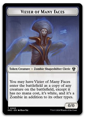 Vizier of Many Faces // Zombie Double-Sided Token NM Murders Karlov Manor