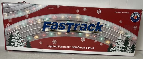 Calibre O - Lionel 2025020 Iluminado FasTrack O36 Curva Paquete de 4