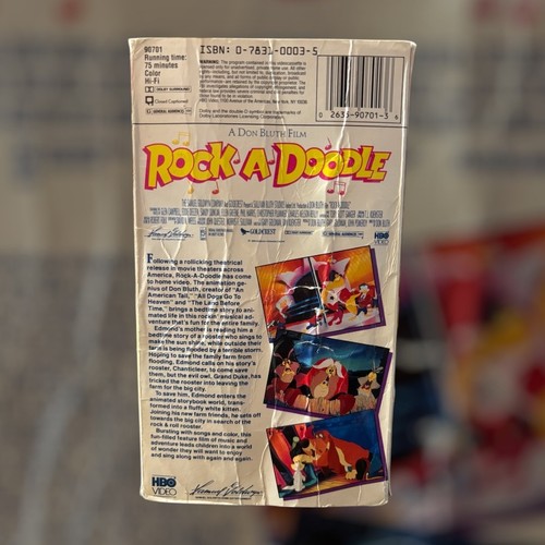 Rock A Doodle VHS 1991 Animation Family Original Release HBO Video - Picture 2 of 2