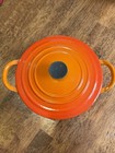 Vintage Le Crueset Enamel Cast Iron Dutch Oven “A” Pot- Orange Flame
