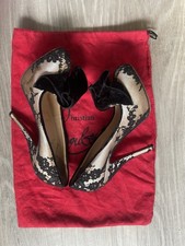 Christian Louboutin Black/Beige Floral Lace B...