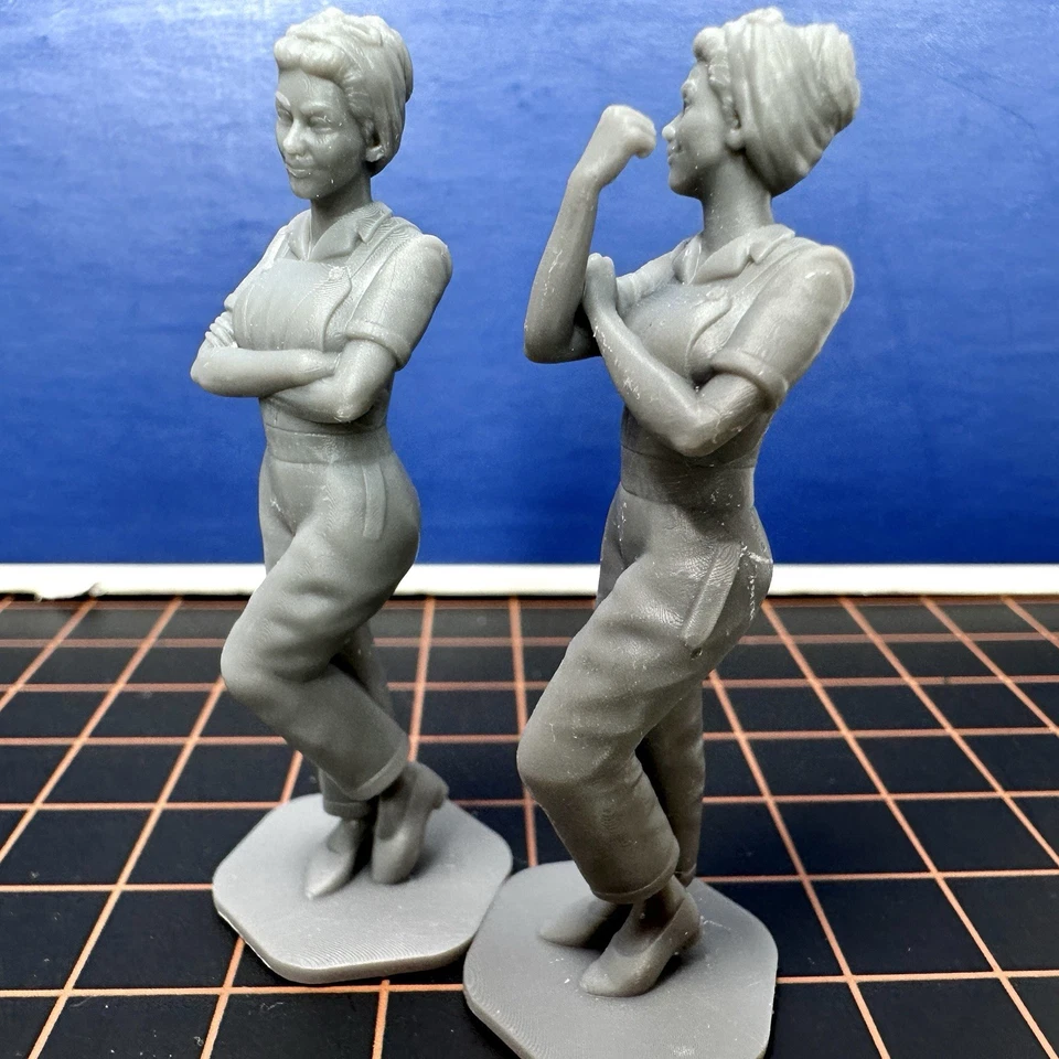 World War 2 Rosie Riveter Toy Soldier Lady Civilian Resin 1/32 WW2 Girl Figure - Image 2 of 4
