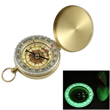 Luminous Pocket Brass Watch Style Military Army Compass Outdoor Camping Keychain