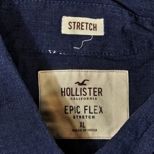 Hollister Skull & Bones Hemd Herren XL Blau Epic Flex Stretch Slim Fit S/S - Bild 5 von 6