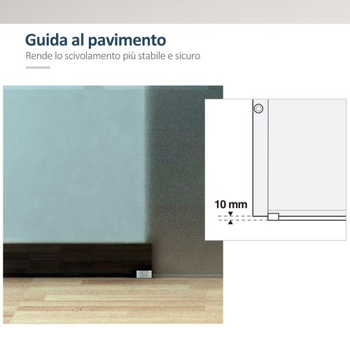 HOMCOM Porta Scorrevole Vetro Satinato a Strisce Kit con Binario in Alluminio - Foto 6 di 10