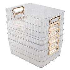 Idotry 6-Pack Clear Pantry Storage Bins, Plastic Organizer Bins