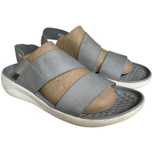 Crocs Sandali Donna 9 Lite Ride Elasticizzati Grigio Azzurro Comodi Eleganti - Foto 3 di 20