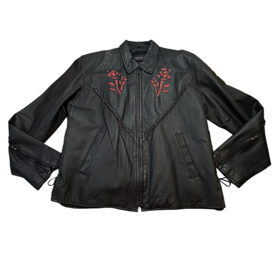 VTG Leather Biker Jacket Roses Harley 44 Inch Bust Women’s XL-XXL - Image 2 of 4