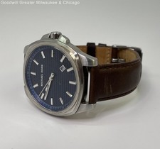Michael Kors MK-8631 Silver Tone Stainless Steel Leather Band Watch 62.1g