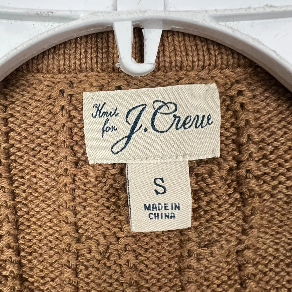 J Crew Cable Cardigan Sweater Vest Mens Small Brown Sleeveless Knit V Neck - Image 4 of 4