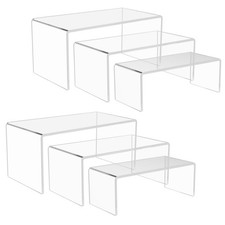 6PCS Acrylic Display Risers, 3 Sizes Clear Product Stand, Jewelry Display Ris...