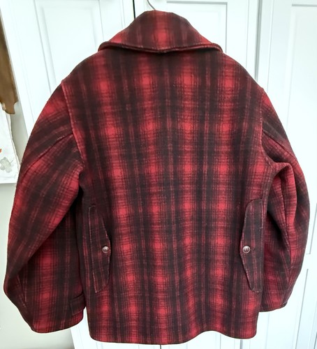 WOOLRICH VINTAGE 1950s Mackinaw Red buffalo Plaid 503 Coat Size 42 - Picture 2 of 10
