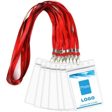 Lanyard with ID Holder 50 Pcs Waterproof Name Tag Badge ID Card Holders ID Pass