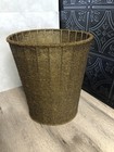Gold / Brown Beaded Trash / Garbage Can Bathroom Waste Basket 10"