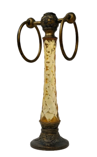 VTG Lucite Acrylic Freestanding Double Ring Towel Holder Tree Bathroom Stand 14" - Picture 3 of 15