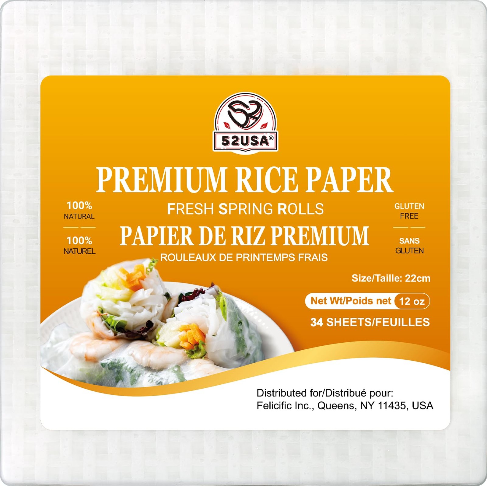 Square Rice Paper Wrappers - 34 Gluten-Free Sheets for Spring Rolls  Dumplings