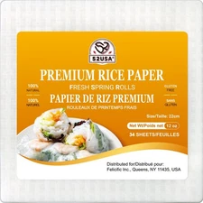 Square Rice Paper Wrappers - 34 Gluten-Free Sheets for Spring Rolls  Dumplings