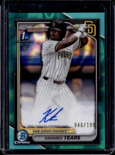 2024 Bowman Draft Kavares Tears Chrome Auto Aqua Lava Refractor 1st #46/199