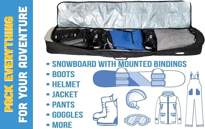 ATHLETICO Peak Padded Snowboard Bag - Travel Bag for Single Snowboard and Snowbo