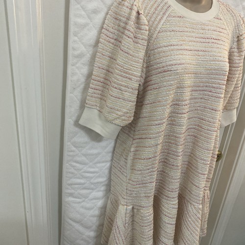SOMETHING NAVY River M Mini Dress Peplum Tweed Cream Multi Colors With Pockets - Picture 3 of 15