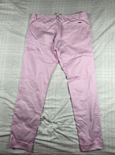 Dsquared2 Vintage Mens Cotton Twill Button Fly Chino Cuffed Pants Pink 36 IT 52 - Picture 2 of 10