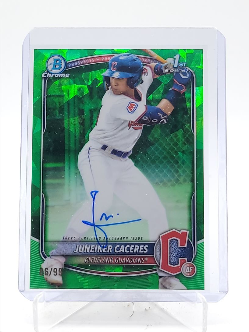 JUNEIKER CACERES 2025 BOWMAN CHROME SAPPHIRE 1ST GREEN A AUTO /99 Q3967