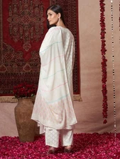 Gosriki Women'S Rayon Viscose Printed Straight Kurta With Pant & Dupatta (Mir...