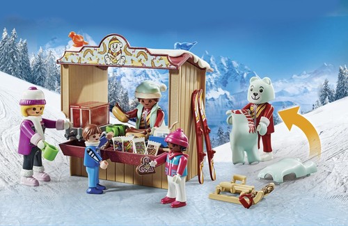 PLAYMOBIL Ski World Wintersport Spielset mit Figuren Schlitten und Essensständer - Bild 5 von 7